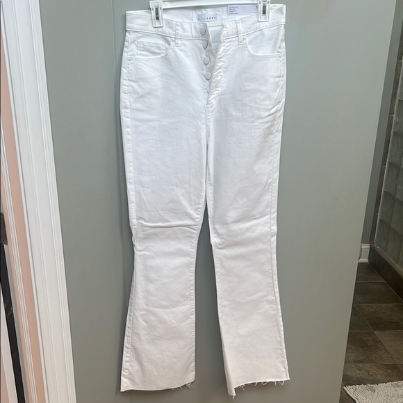 LOFT White Flare Wide Leg Jeans